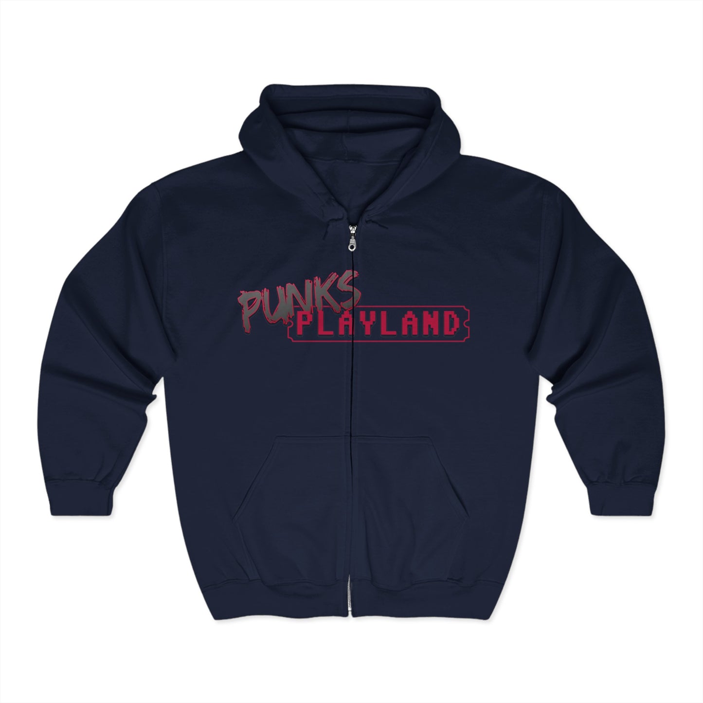 Punks Playland Hoodie - Unisex Heavy Blend Zip Sweatshirt for Casual Wear