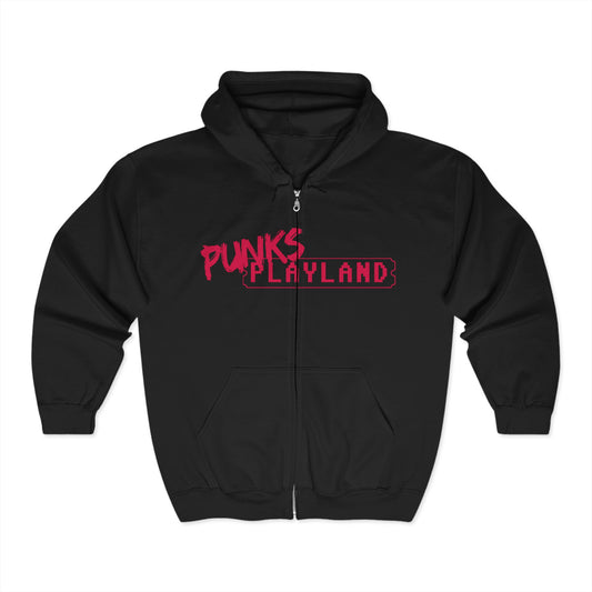 Punks Playland Hoodie - Unisex Heavy Blend Zip Sweatshirt for Casual Wear